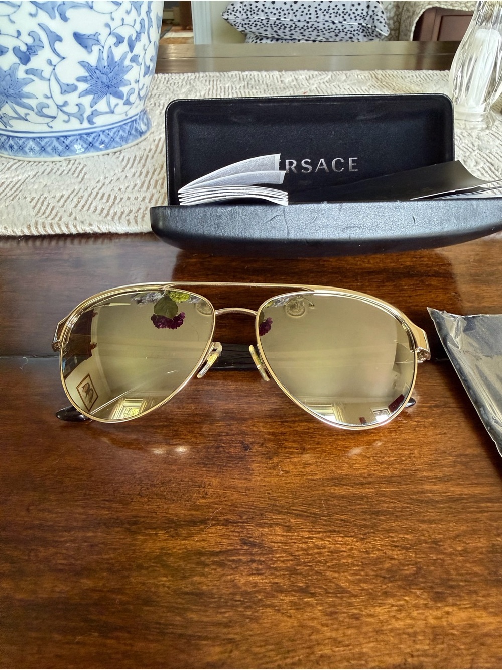 VERSACE Gold Aviator Sunglasses